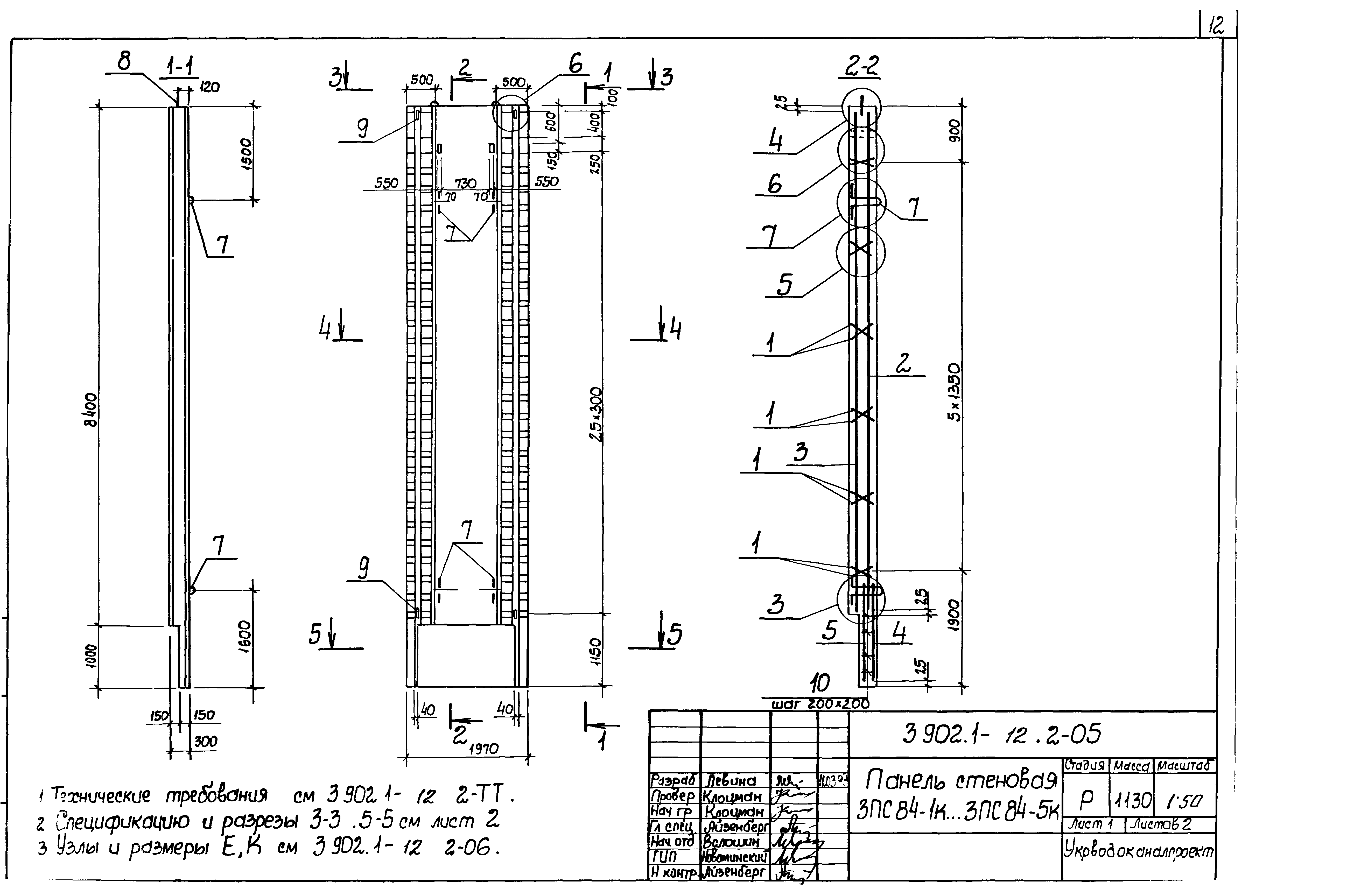 Панель стеновая 3ПС84-1к Серия 3.902.1-12, вып.2