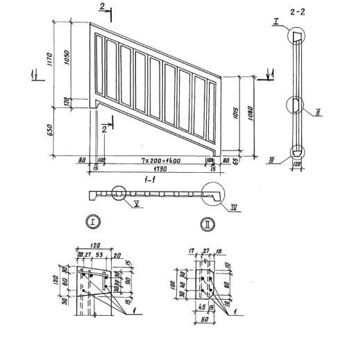 Панель лестничного ограждения OЛ 18.12А ТП 501-7-014.91